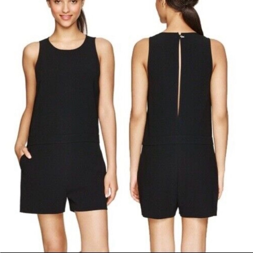 Aritzia Babaton Black Ozzy Romper Black Sleeveless Keyhole Jumpsuit Shorts 4